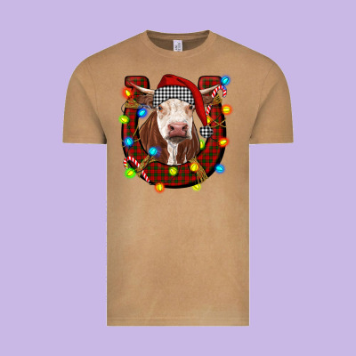 Christmas Horseshoe With Hereford Cow Vintage Tee Designed By Ranaportraitstore