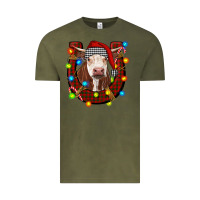Vintage Olive christmas horseshoe with hereford cow Vintage Tee - RanaPortraitStore