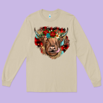 Christmas Cow Gemstone Long Sleeve Tee Designed By Jahusdesignshop