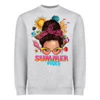 Heather Grey summer vibes messy bun tbw Heavyweight Sweatshirt - texasbilliewilder