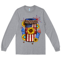 Heather Grey 4th of july coffee cup Long Sleeve Tee - JahusDesignShop