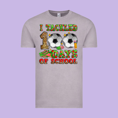 I Tackled 100 Days Of School Soccer Vintage Tee Designed By Zillion Design Studio