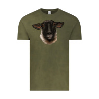 Vintage Olive suffolk ewe head Vintage Tee - BarkalooDesign