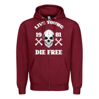 Burgundy Live Young Die Free Zipper Hoodie - Bettercallsaul