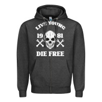 Charcoal Heather Live Young Die Free Zipper Hoodie - Bettercallsaul