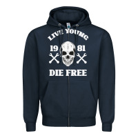 Navy Live Young Die Free Zipper Hoodie - Bettercallsaul
