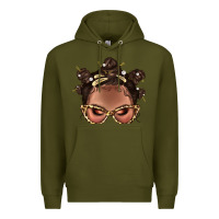 Army Green Afro Bantu Knots Hairstyles Messy Bun With Clasp Bbs  2 Premium Hoodie - BundleAndBundleShop
