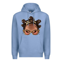 Colony Blue Afro Bantu Knots Hairstyles Messy Bun With Clasp Bbs  2 Premium Hoodie - BundleAndBundleShop