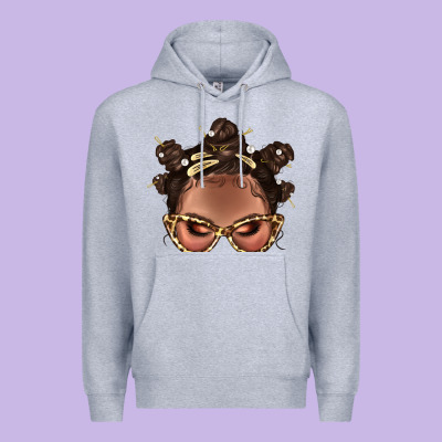 Afro Bantu Knots Hairstyles Messy Bun With Clasp Bbs  2 Premium Hoodie Designed By Bundleandbundleshop