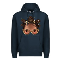 Navy Afro Bantu Knots Hairstyles Messy Bun With Clasp Bbs  2 Premium Hoodie - BundleAndBundleShop