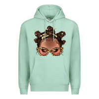 Seafoam Afro Bantu Knots Hairstyles Messy Bun With Clasp Bbs  2 Premium Hoodie - BundleAndBundleShop