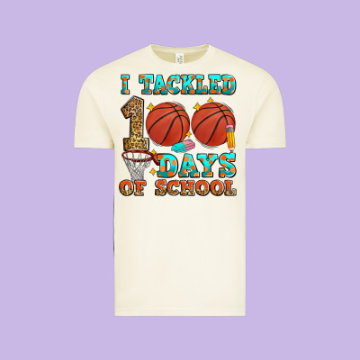 I Tackled 100 Days Of School Basketball Vintage Tee Designed By Zillion Design Studio