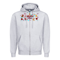 Heather Grey love vibes and valentines Zipper Hoodie - AdoDesignShop