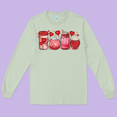 Valentines Day Coffee Long Sleeve Tee Designed By Jahusdesignshop