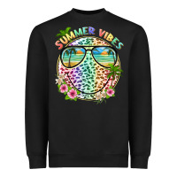 Black summer vibes with smile face and leopard Heavyweight Sweatshirt - texasbilliewilder
