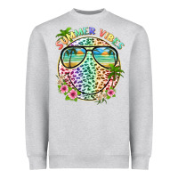 Heather Grey summer vibes with smile face and leopard Heavyweight Sweatshirt - texasbilliewilder