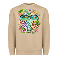 Summer Vibes With Smile Face And Leopard Heavyweight Sweatshirt | Teevron