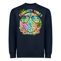 Navy summer vibes with smile face and leopard Heavyweight Sweatshirt - texasbilliewilder