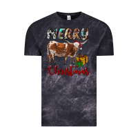 Cloud Black Texas Longhorn Merry Christmas Vintage Tee - RanaPortraitStore