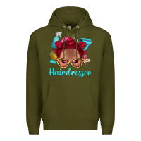 Army Green Afro Bantu Knots Red Hairdresser With Leopard Glasses Bbs Premium Hoodie - BundleAndBundleShop