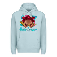 Blue Mist Afro Bantu Knots Red Hairdresser With Leopard Glasses Bbs Premium Hoodie - BundleAndBundleShop