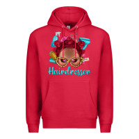 Cardinal Afro Bantu Knots Red Hairdresser With Leopard Glasses Bbs Premium Hoodie - BundleAndBundleShop
