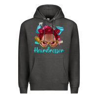 Charcoal Heather Afro Bantu Knots Red Hairdresser With Leopard Glasses Bbs Premium Hoodie - BundleAndBundleShop