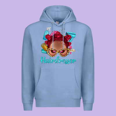Afro Bantu Knots Red Hairdresser With Leopard Glasses Bbs Premium Hoodie Designed By Bundleandbundleshop