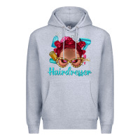 Heather Grey Afro Bantu Knots Red Hairdresser With Leopard Glasses Bbs Premium Hoodie - BundleAndBundleShop
