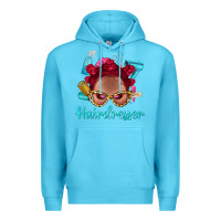 Ocean Blue Afro Bantu Knots Red Hairdresser With Leopard Glasses Bbs Premium Hoodie - BundleAndBundleShop