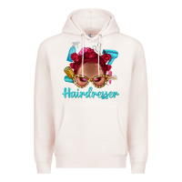 Pale Pink Afro Bantu Knots Red Hairdresser With Leopard Glasses Bbs Premium Hoodie - BundleAndBundleShop
