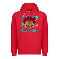 Red Afro Bantu Knots Red Hairdresser With Leopard Glasses Bbs Premium Hoodie - BundleAndBundleShop