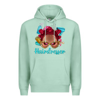 Seafoam Afro Bantu Knots Red Hairdresser With Leopard Glasses Bbs Premium Hoodie - BundleAndBundleShop