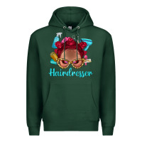 Sports Green Afro Bantu Knots Red Hairdresser With Leopard Glasses Bbs Premium Hoodie - BundleAndBundleShop