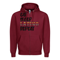 Burgundy eat sleep latino repeat Zipper Hoodie - BundleAndBundleShop