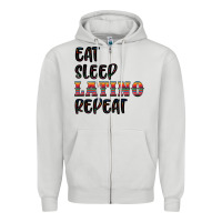 Dove Grey eat sleep latino repeat Zipper Hoodie - BundleAndBundleShop