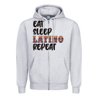 Heather Grey eat sleep latino repeat Zipper Hoodie - BundleAndBundleShop