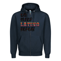 Navy eat sleep latino repeat Zipper Hoodie - BundleAndBundleShop