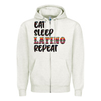 Oatmeal Heather eat sleep latino repeat Zipper Hoodie - BundleAndBundleShop