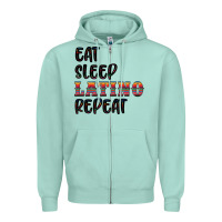Seafoam eat sleep latino repeat Zipper Hoodie - BundleAndBundleShop