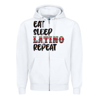 White eat sleep latino repeat Zipper Hoodie - BundleAndBundleShop