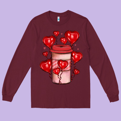 Valentines Day Coffee Long Sleeve Tee Designed By Jahusdesignshop