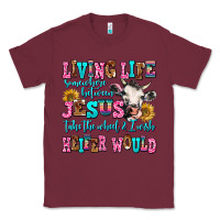 Burgundy living life somewhere between jesus take the wheel Classic Tee - AdoDesignShop