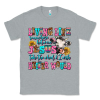 Heather Grey living life somewhere between jesus take the wheel Classic Tee - AdoDesignShop
