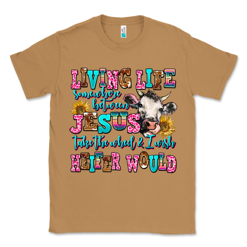 Living Life Somewhere Between Jesus Take The Wheel Classic Tee by AdoDesignShop | Teevron