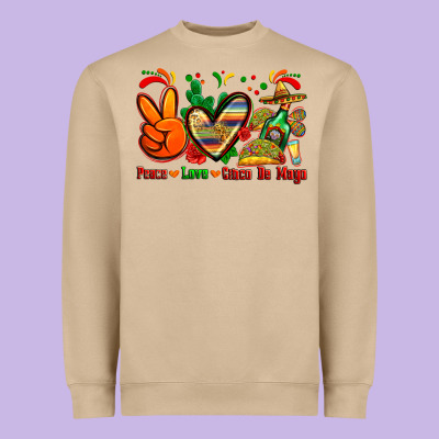 Peace Love Cinco De Mayo Heavyweight Sweatshirt Designed By Zillion Design Studio