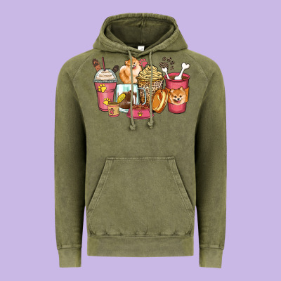 Pomeranian Coffee Cups Vintage Hoodie Designed By Zillion Design Studio