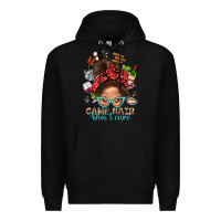 Black Camp Hair Dont Care Messy Bun Bbs Premium Hoodie - BundleAndBundleShop