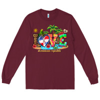 Burgundy love dominican republic Long Sleeve Tee - AdoDesignShop