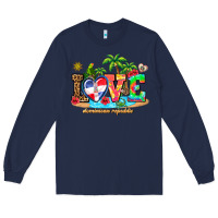 Navy love dominican republic Long Sleeve Tee - AdoDesignShop